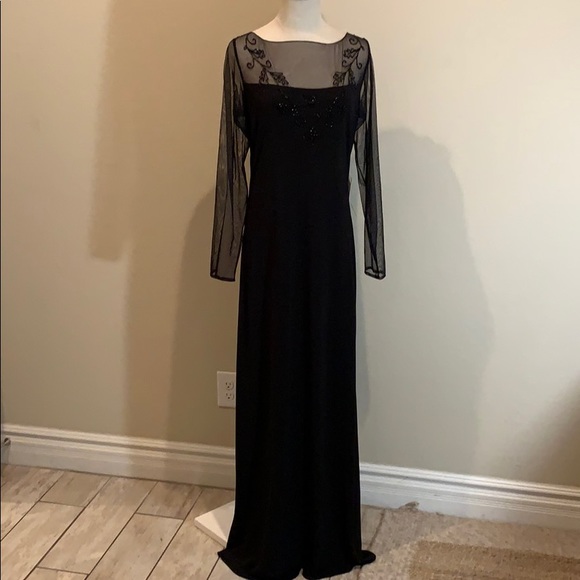 basix II Dresses & Skirts - Basix II Beaded Mesh Long Sleeve Formal Dress (16)